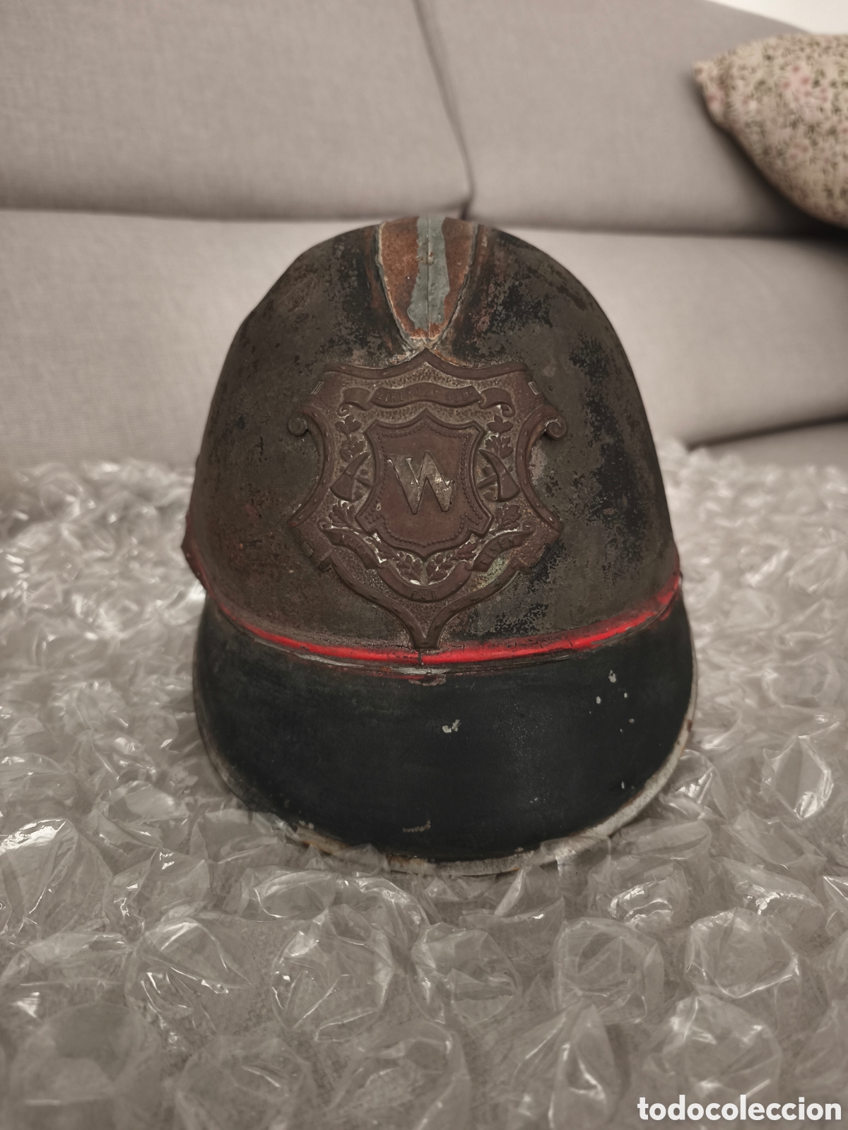 Antig&uuml;edades: Rar&iacute;simo Casco Pickelhaube de Bombero B&aacute;varo Alemania s. XIX