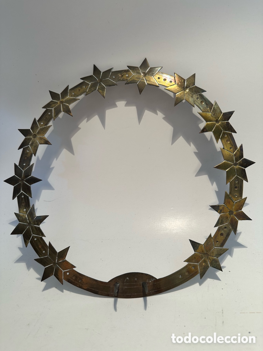 Antig&uuml;edades: PRECIOSO RESPLANDOR O CORONA PARA VIRGEN DE 12 ESTRELLAS DE METAL DE 25CM DIAMETRO. SIGLO XIX.