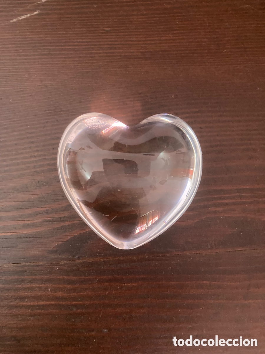 Antig&uuml;edades: Coraz&oacute;n de Cristal de Baccarat Francia - Pisapapeles / Objeto de Colecci&oacute;n - Firmado y Sellado