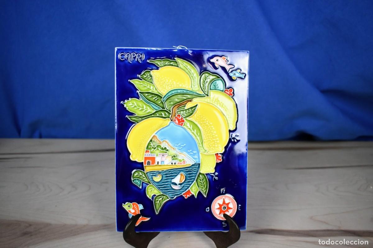 Antig&uuml;edades: Bonito azulejo en porcelana de la isla de Capri