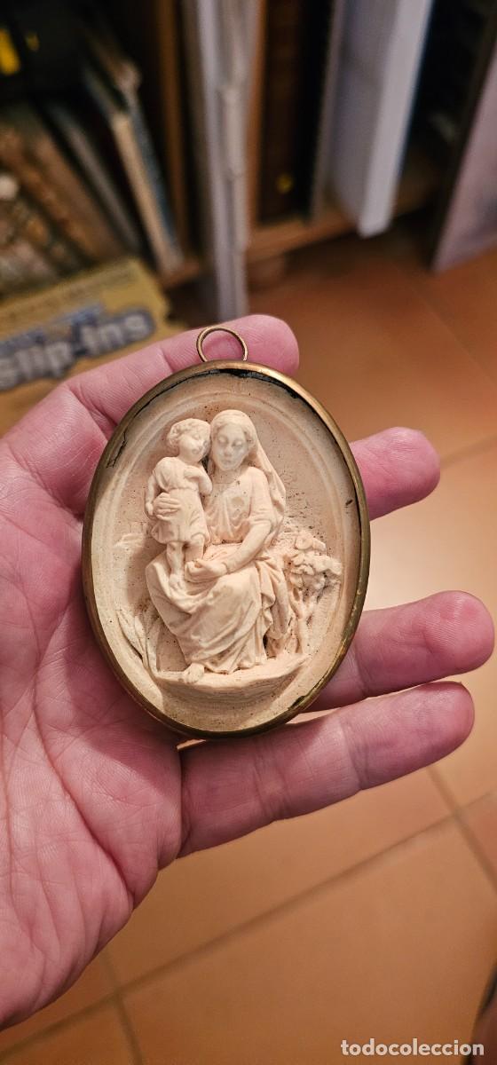 Antig&uuml;edades: Preciosa imagen Virgen con ni&ntilde;o en espuma de mar