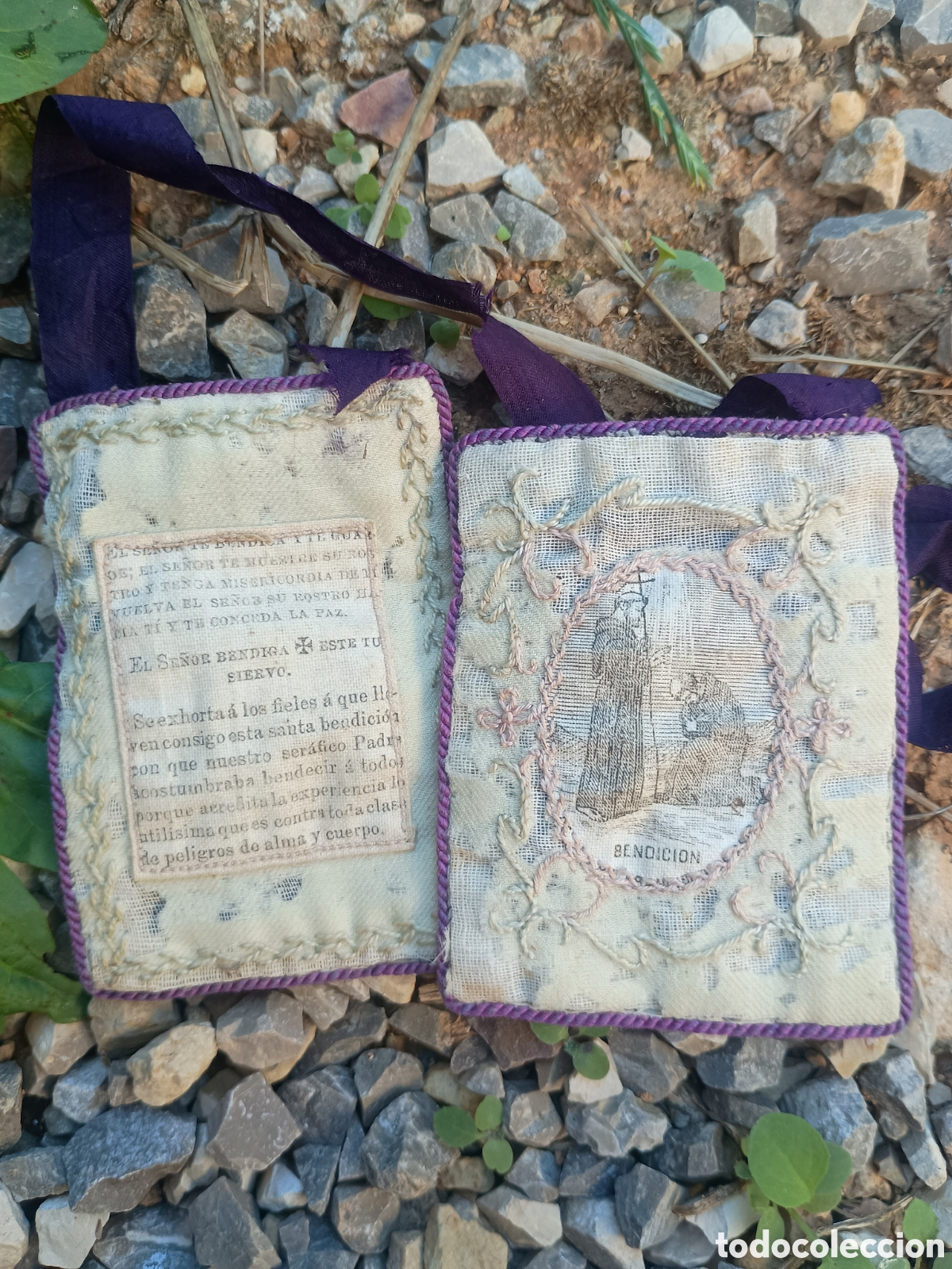 Antig&uuml;edades: Escapulario benditera tela - Foto 1