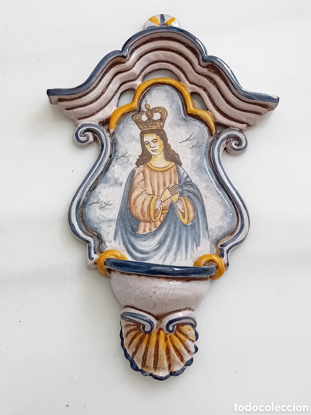 Antig&uuml;edades: BENDITERA RAMON REY HECHA A MANO MIDE 24 CM