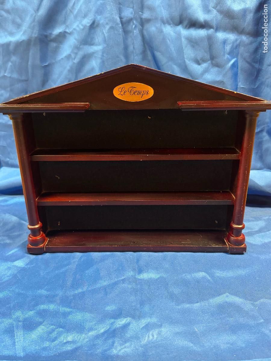 Antig&uuml;edades: EXPOSITOR ESTANTER&Iacute;A DE VITRINA EN MADERA &rdquo;LE TEMPS&rdquo; - MUEBLE EXPOSITOR PARA RELOJES DE BOLSILLO O M