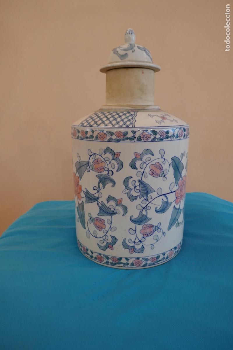 Antig&uuml;edades: ANTIGUO JARRON CHINO CON TAPA - PORCELANA - MARCA EN LA BASE (NO LOGRO AVERIGUAR DEL ORIGEN EL SELLO