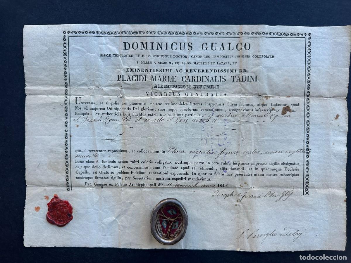 Antig&uuml;edades: A&Ntilde;O 1841 - RELIQUIAS DE SAN ROMULO, SANTA FRANCISCA ROMANA Y SANTA ROSA DE VITERBO - RELICARIO