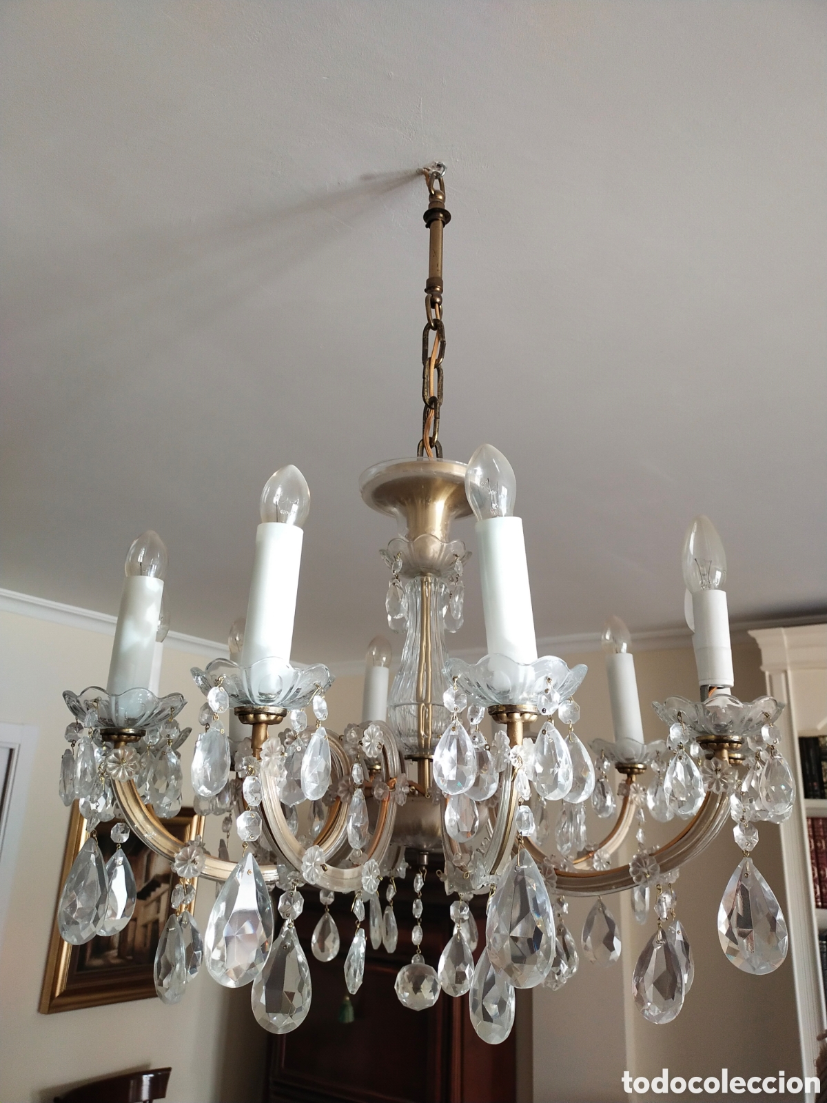 Antig&uuml;edades: Lampara de ara&ntilde;a de cristal - Foto 2