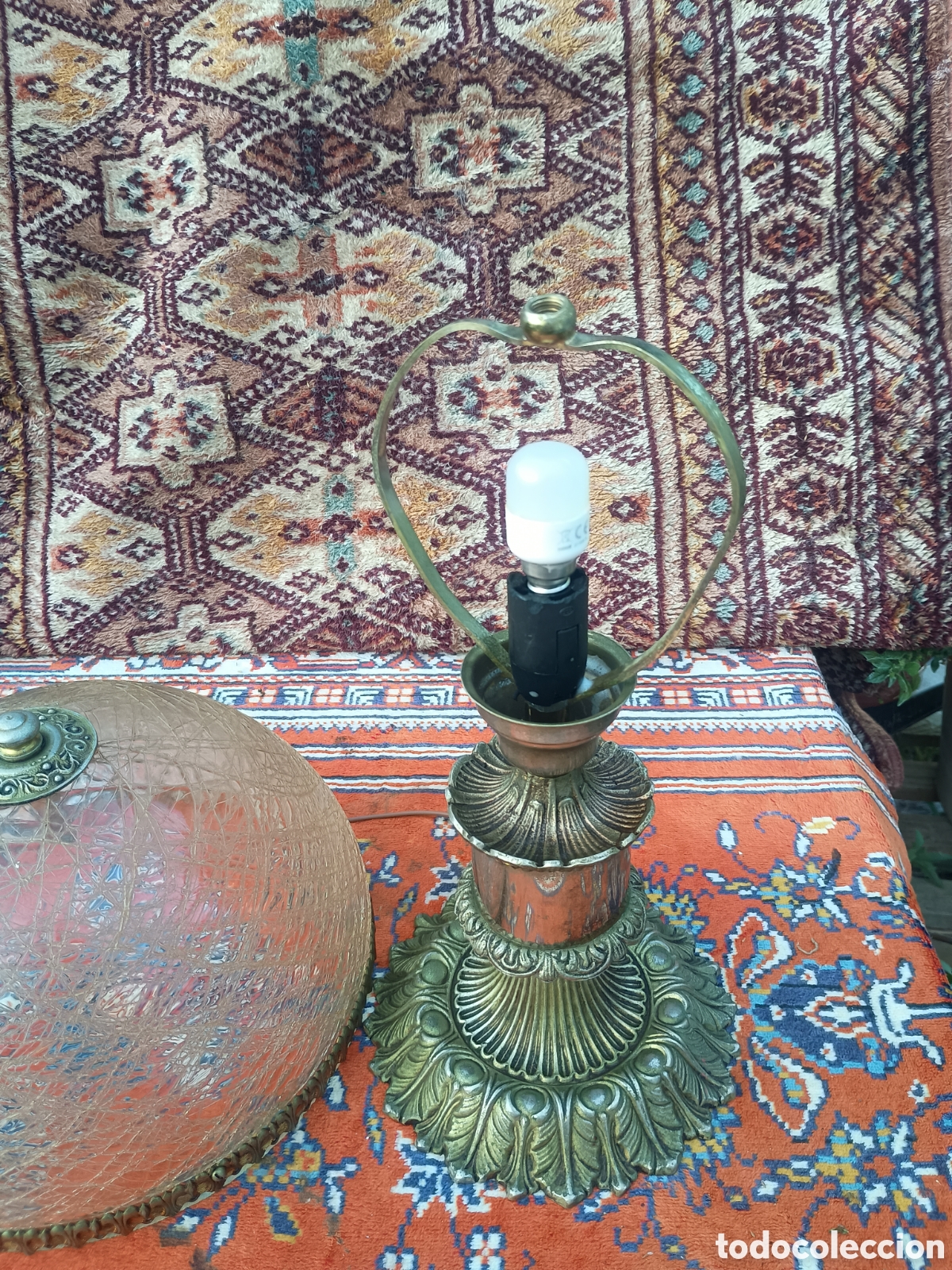 Antig&uuml;edades: L&aacute;mpara seta cristal - Foto 2