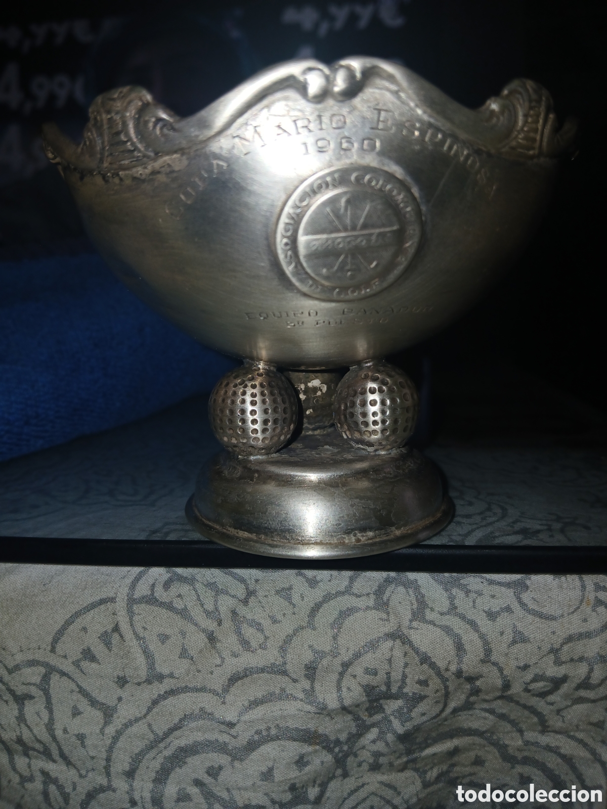 Antig&uuml;edades: Antiguo trofeo de Golf(1960)de plata de ley 925 Punz&oacute;n heraldico(L.N.)