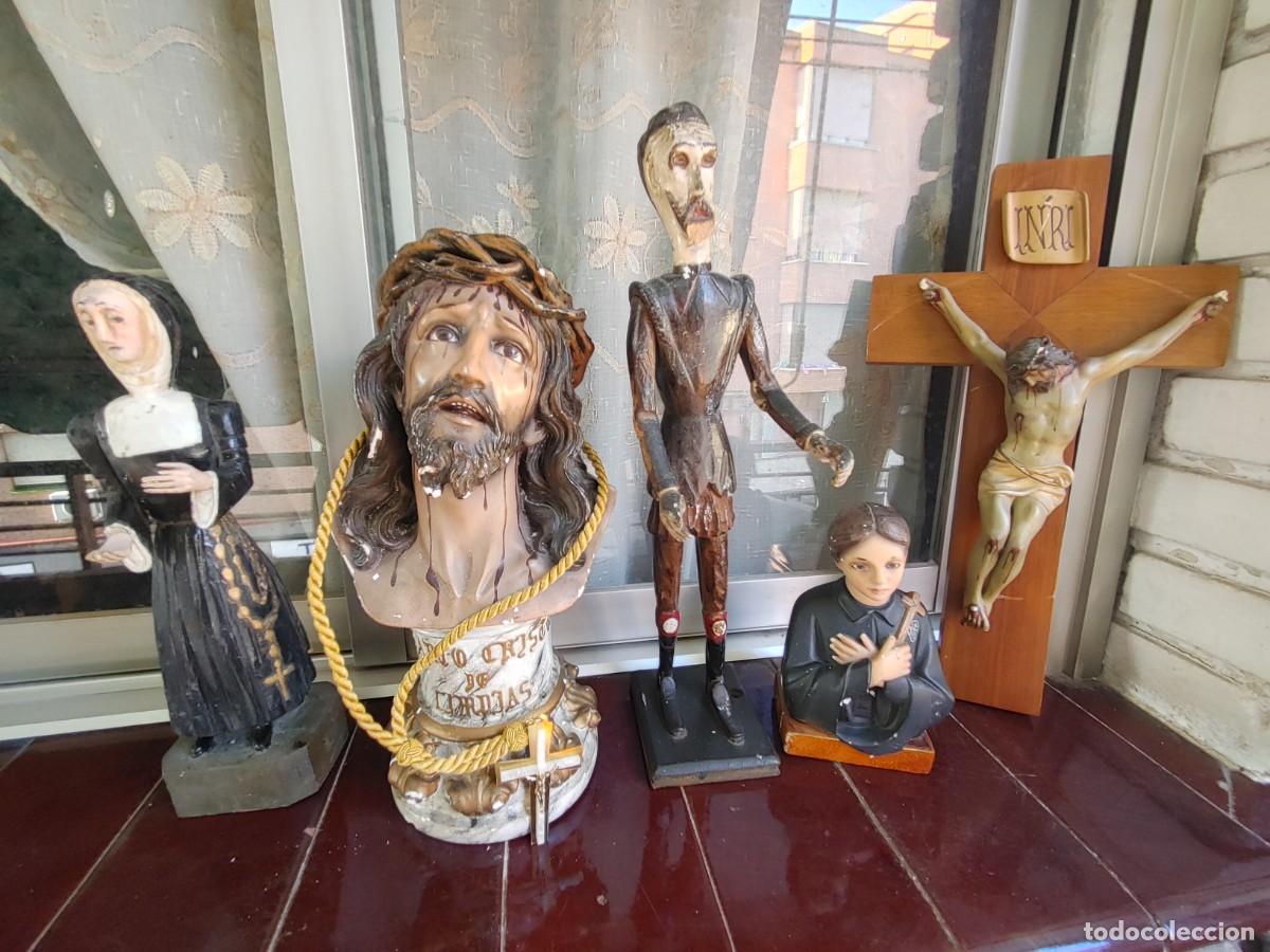Antig&uuml;edades: lote de e esculturas antiguas +1 cordon con crucifijo