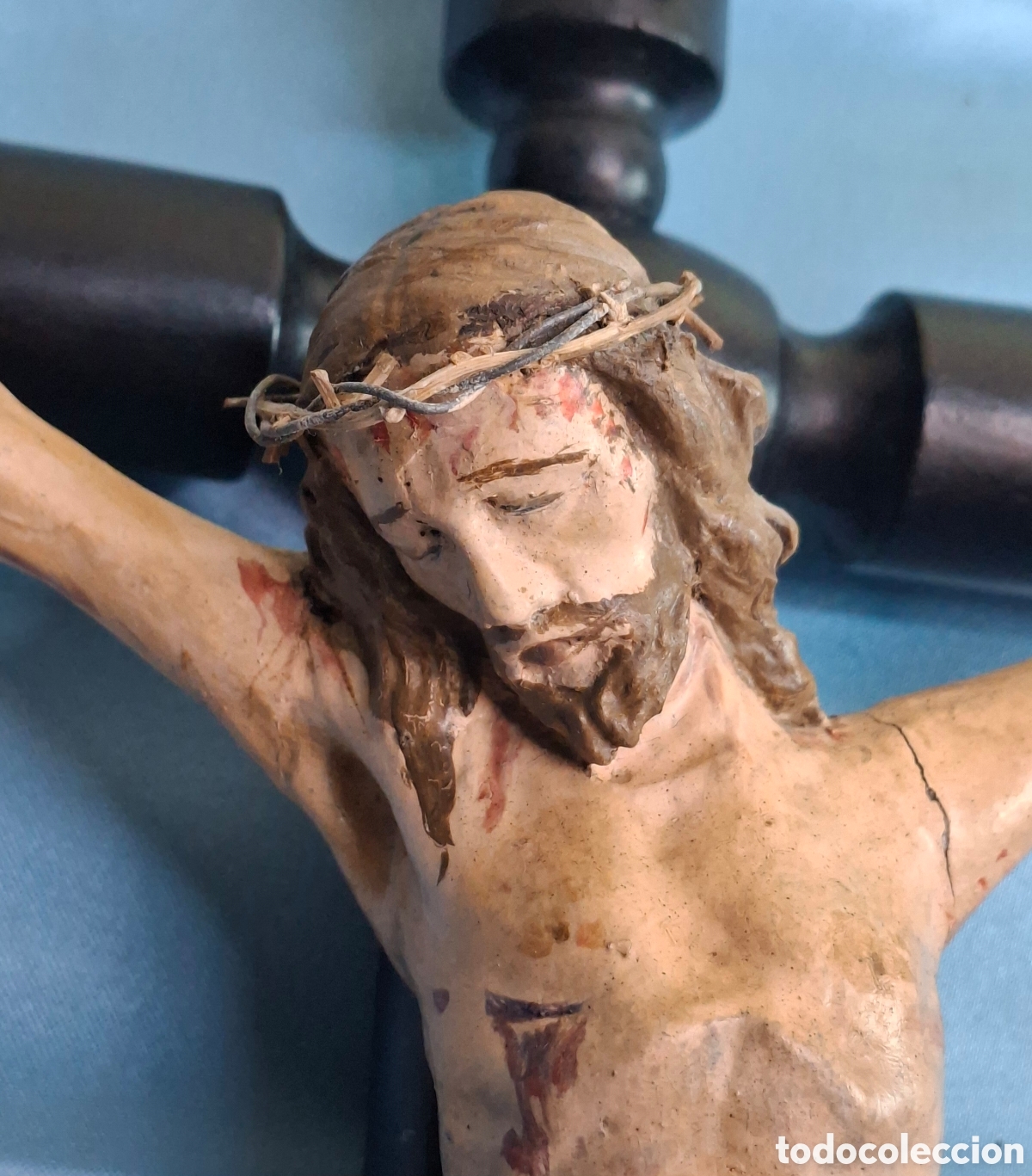 Antig&uuml;edades: Talla Cristo policromado S. XIX - Foto 8