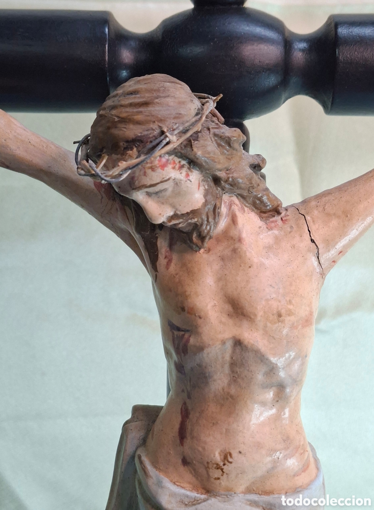Antig&uuml;edades: Talla Cristo policromado S. XIX - Foto 7
