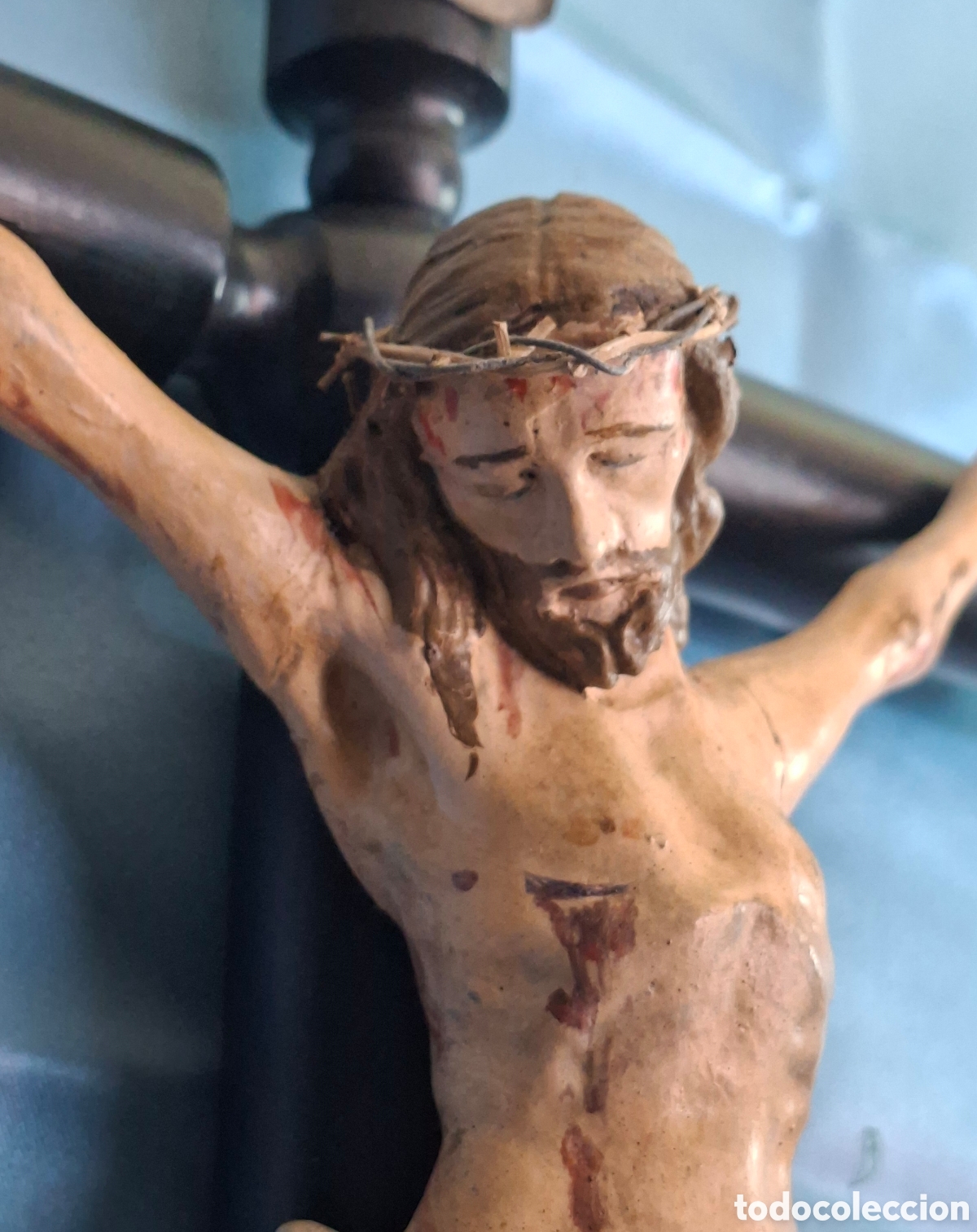 Antig&uuml;edades: Talla Cristo policromado S. XIX - Foto 5