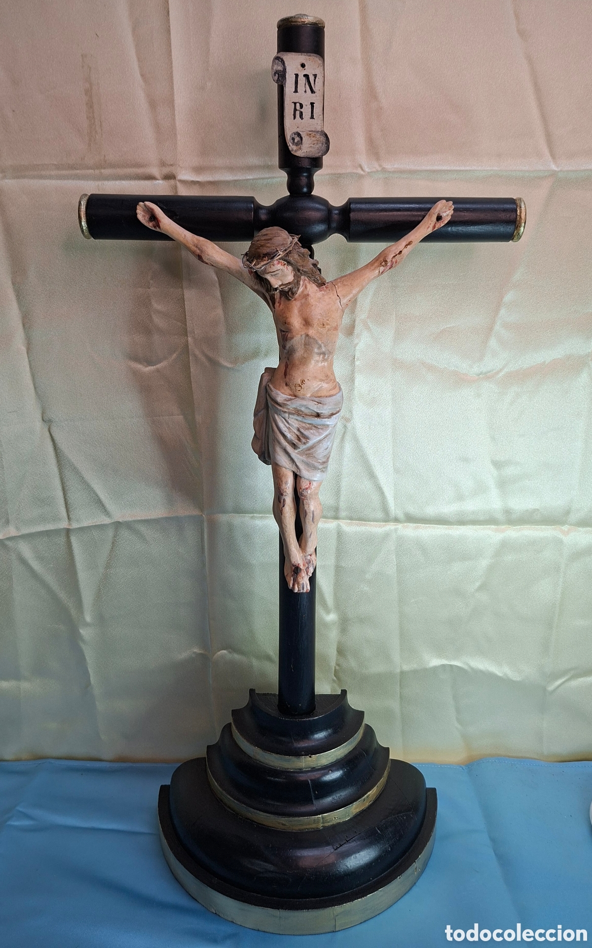 Antig&uuml;edades: Talla Cristo policromado S. XIX - Foto 3