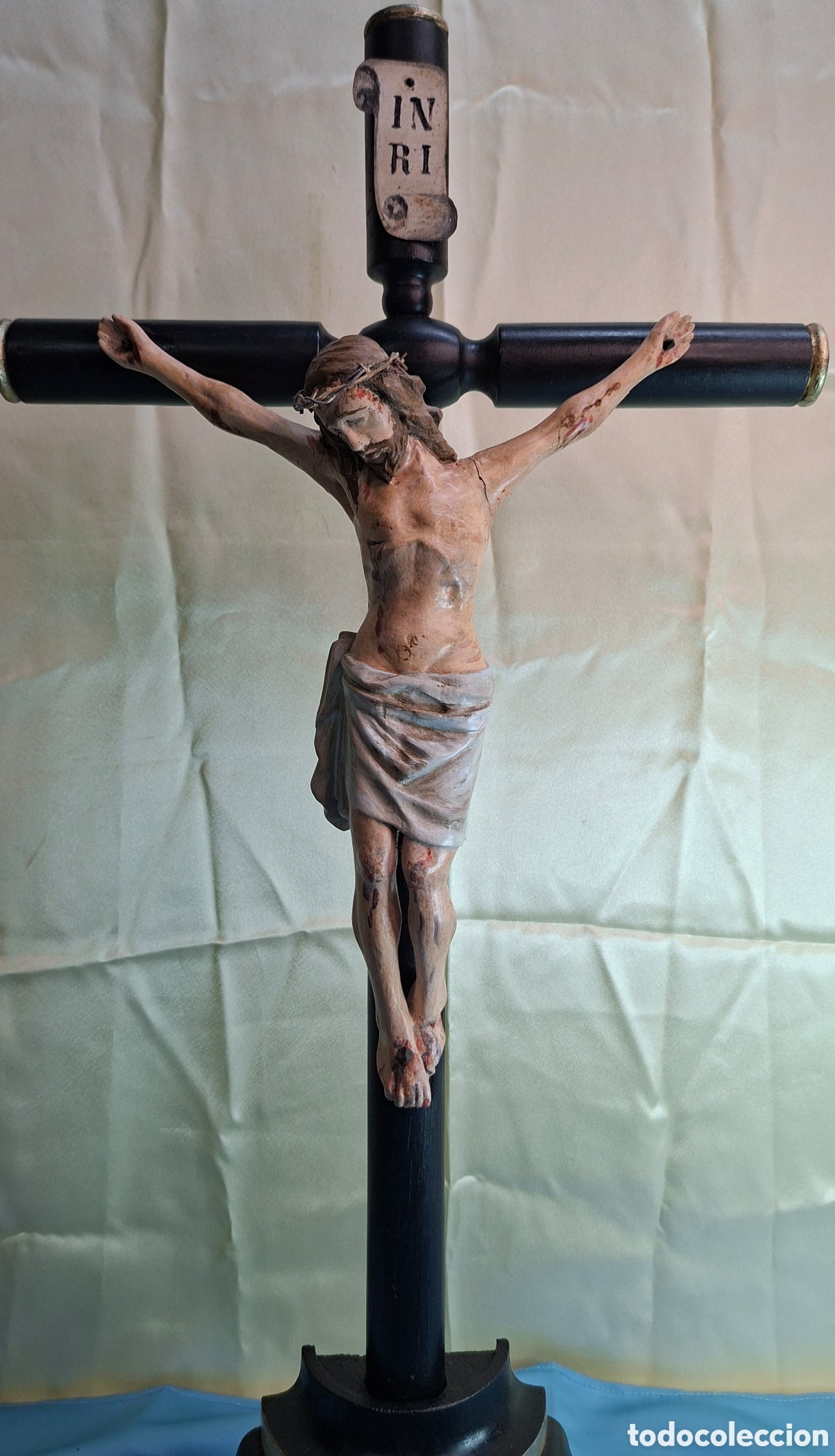 Antig&uuml;edades: Talla Cristo policromado S. XIX - Foto 10