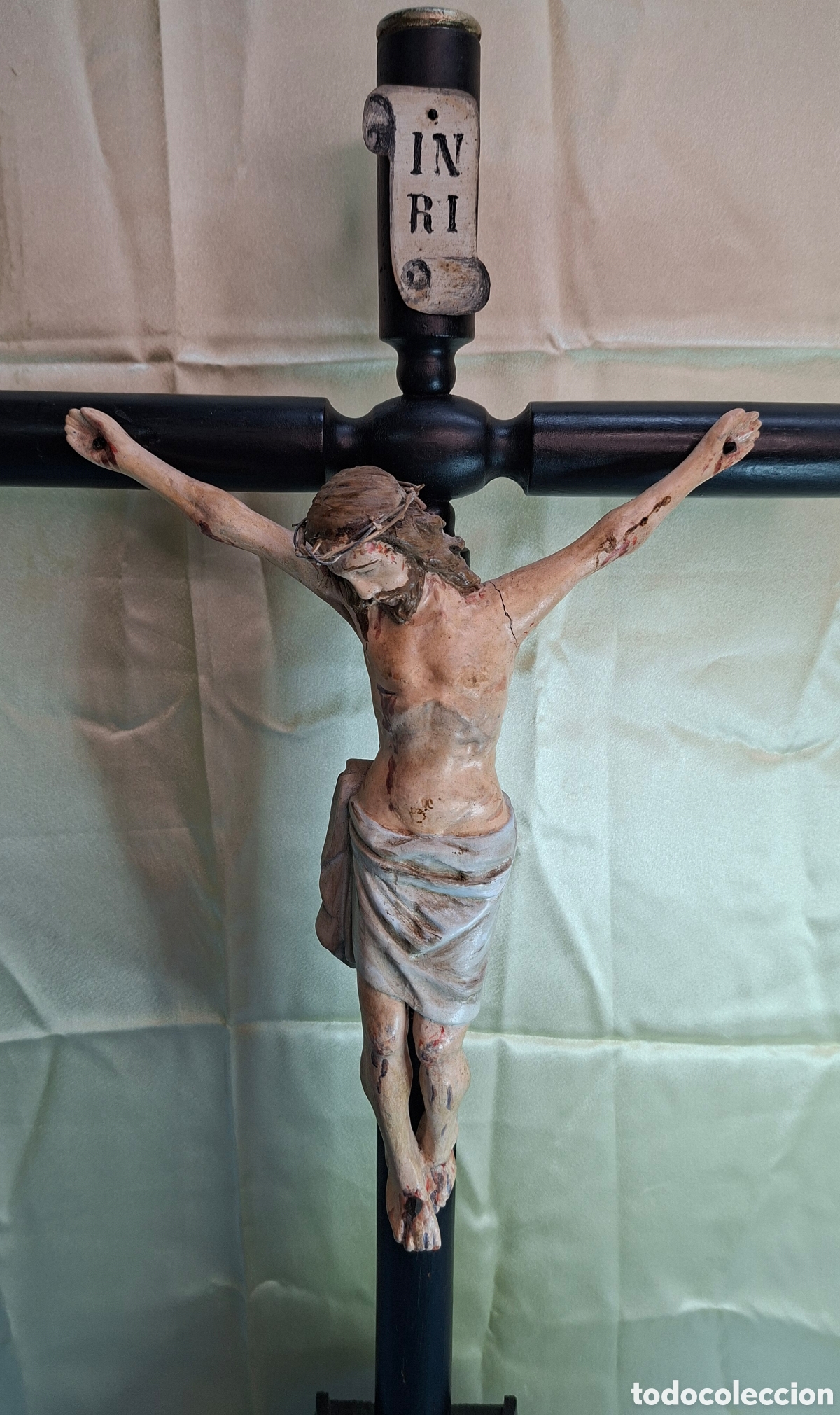 Antig&uuml;edades: Talla Cristo policromado S. XIX - Foto 12