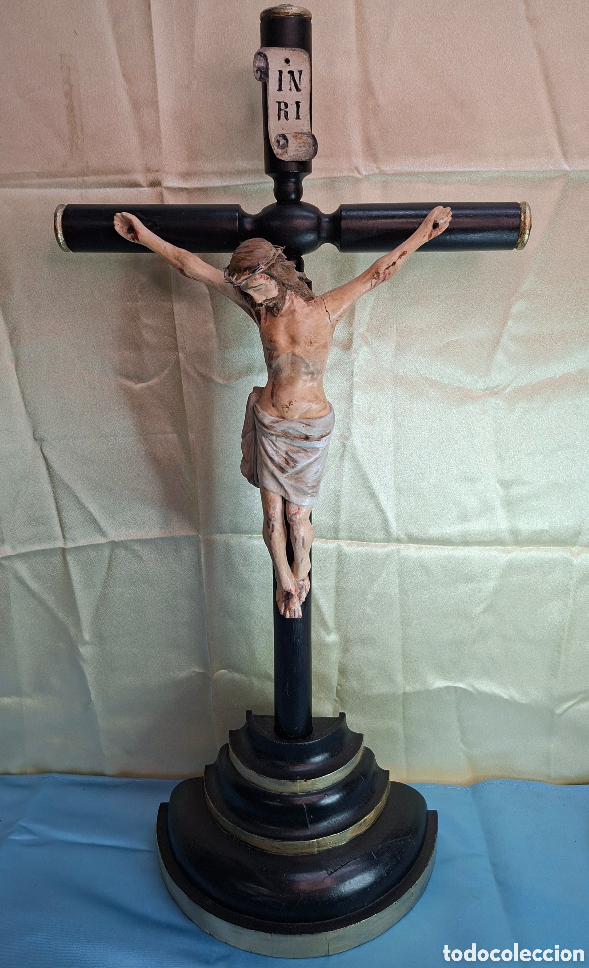 Antig&uuml;edades: Talla Cristo policromado S. XIX - Foto 13