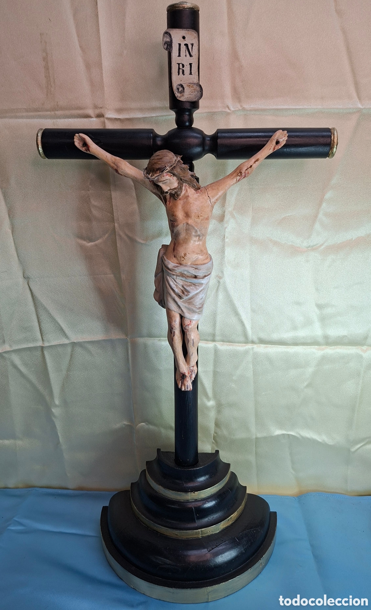 Antig&uuml;edades: Talla Cristo policromado S. XIX - Foto 14