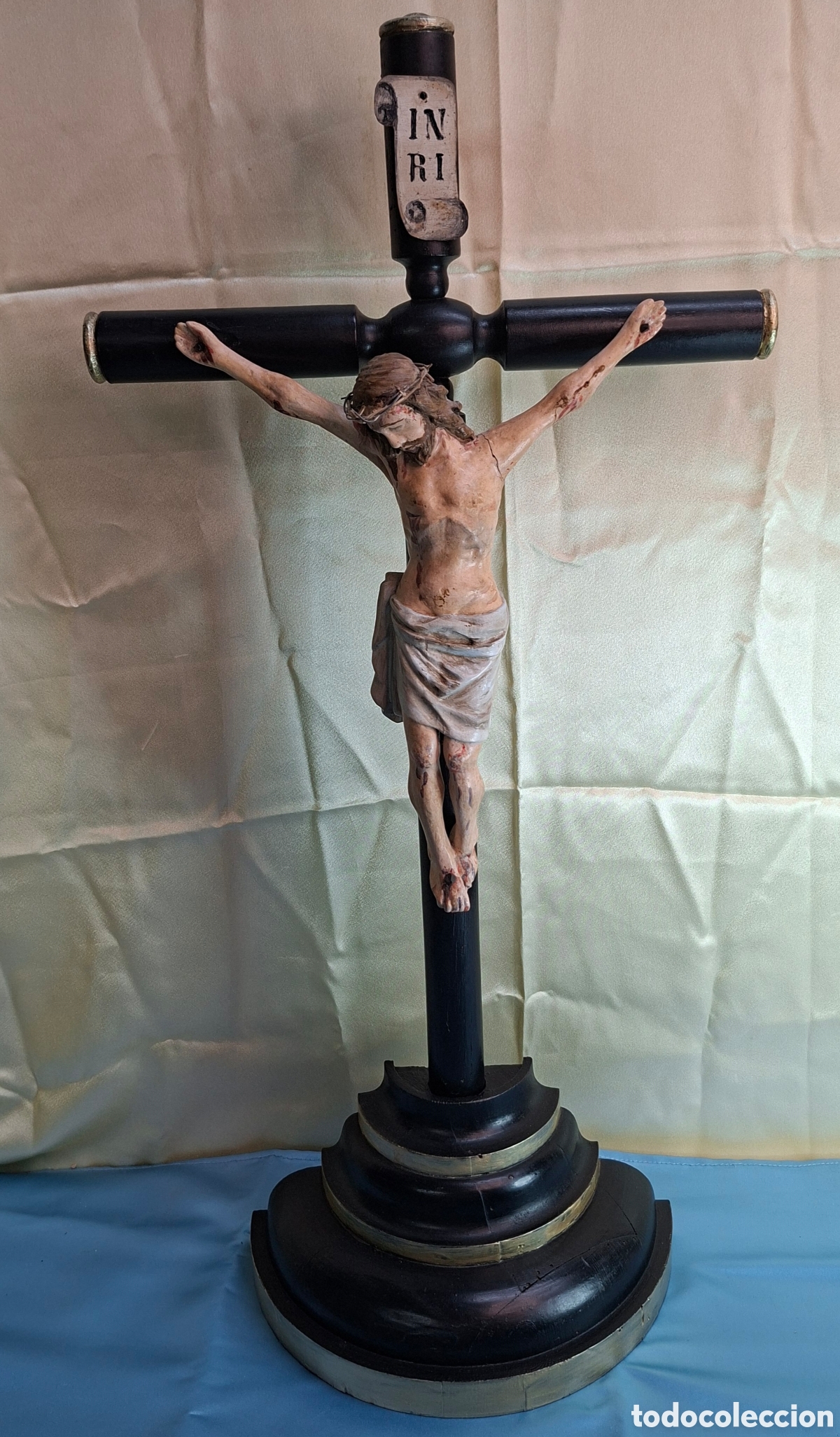 Antig&uuml;edades: Talla Cristo policromado S. XIX - Foto 15