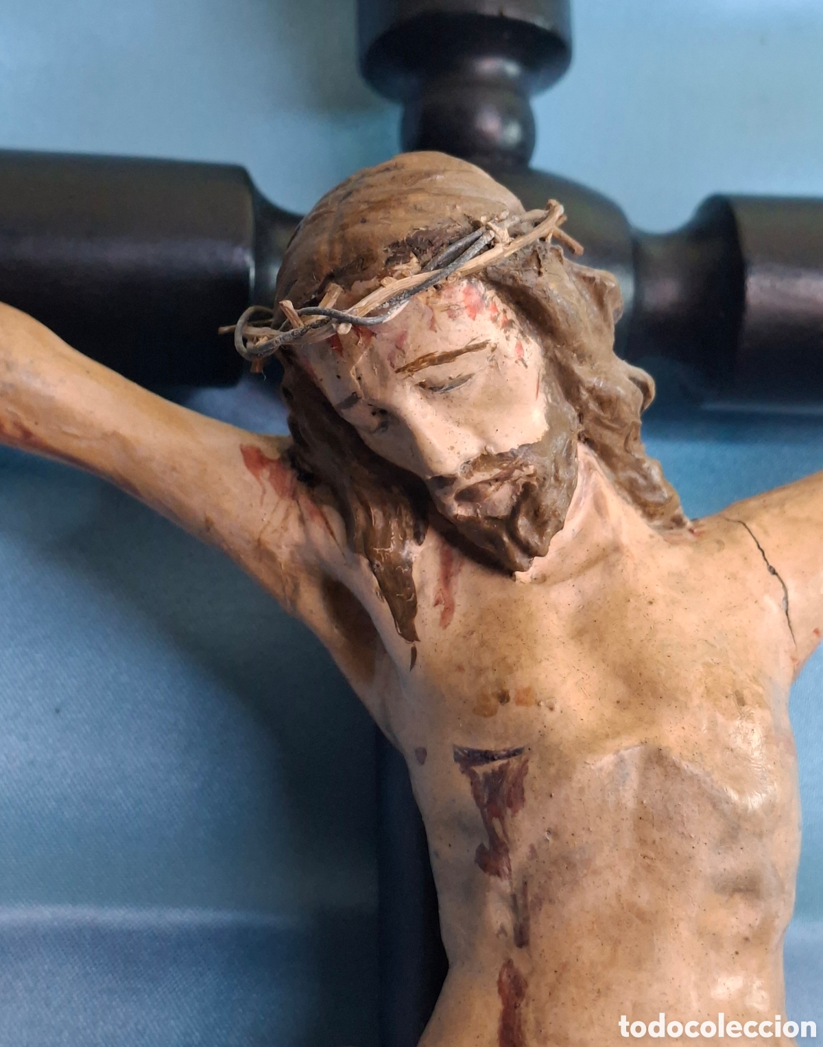 Antig&uuml;edades: Talla Cristo policromado S. XIX - Foto 4