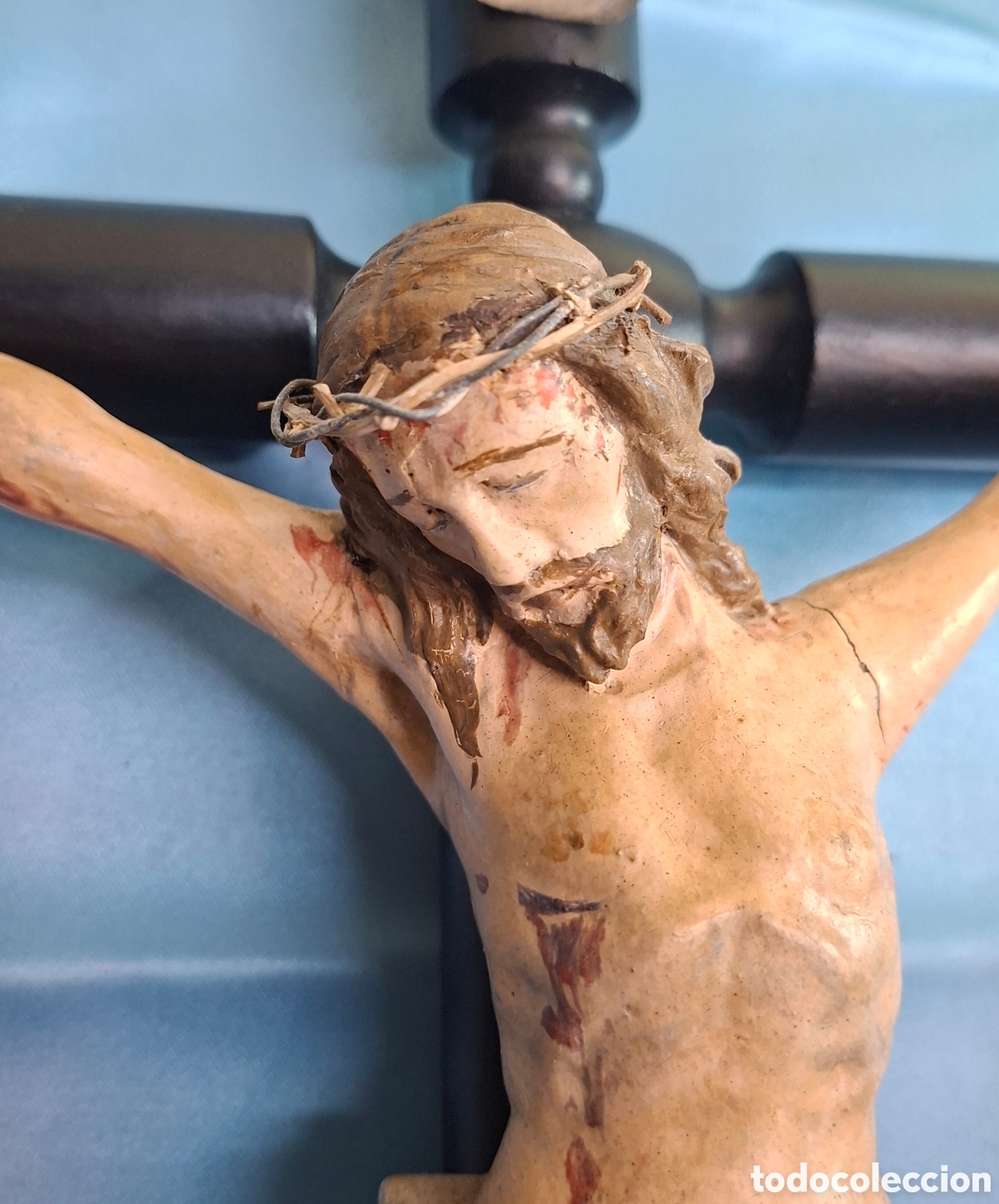 Antig&uuml;edades: Talla Cristo policromado S. XIX - Foto 6