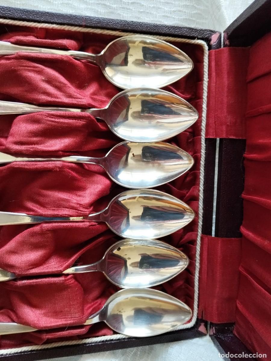 Antig&uuml;edades: JUEGO DE 6 CUCHARILLAS PLATA EN SU CAJA ORIGINAL - Foto 2