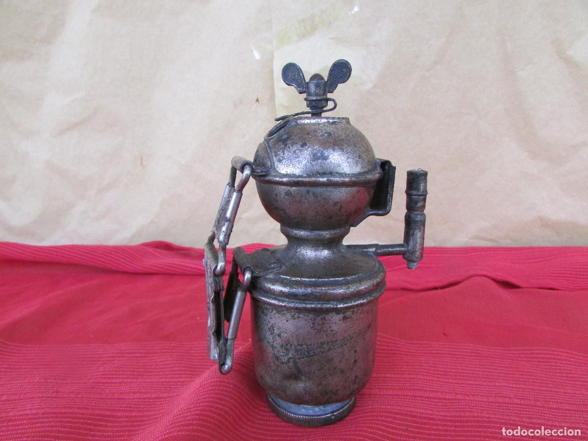 Antig&uuml;edades: L&Aacute;MPARA de CARBURO BICICLETA a&ntilde;o 1900. Carburero Pieza &uacute;nica coleccionismo