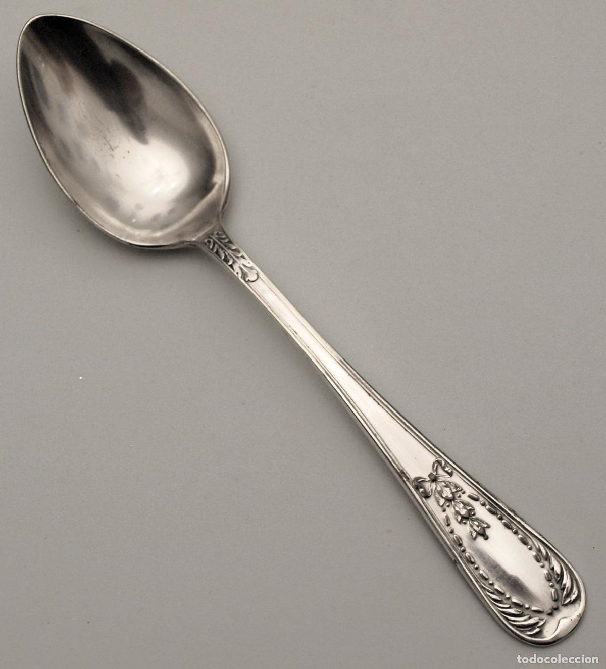 Antig&uuml;edades: CUBIERTO, CUCHARA SOPERA DE ALPACA PLATEADA. 20 CM LARGO. VER FOTOS Y DESCRIPCION.