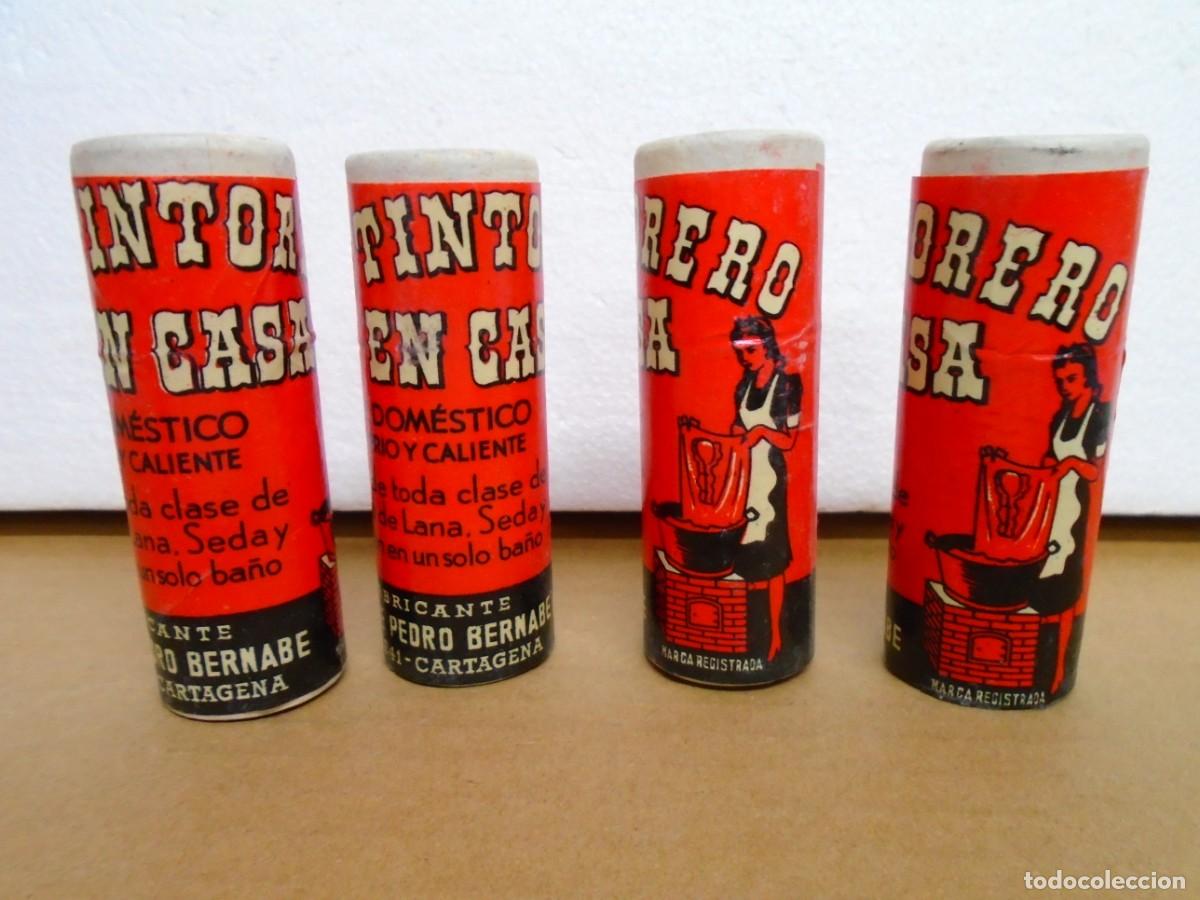 Antig&uuml;edades: EL TINTORERO EN CASA.FABRICANTE DE CARTAGENA.LOTE DE 4 ANTIGUOS ENVASES SIN ABRIR.NEGRO.