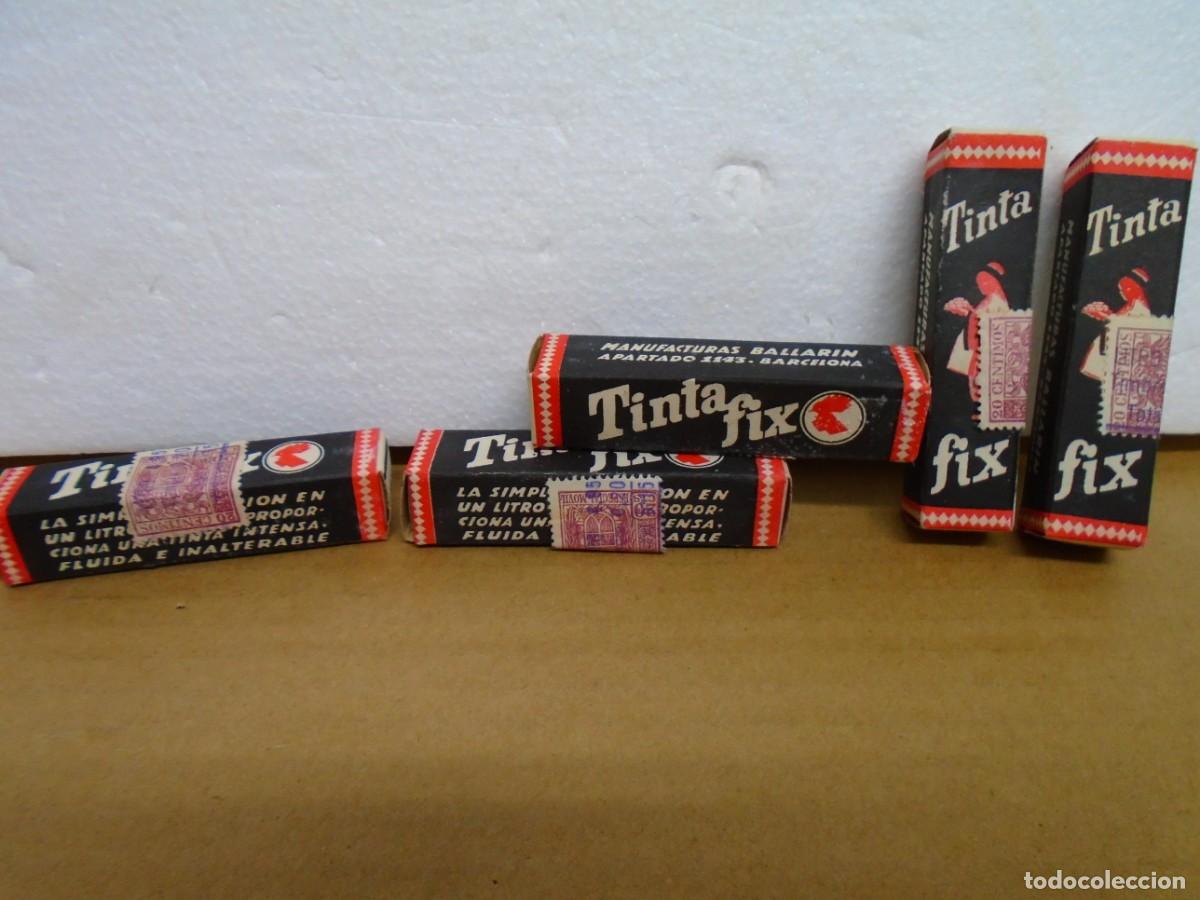 Antig&uuml;edades: TINTA FIX.MANUFACTURAS BALLARIN(BARCELONA).LOTE DE 5 ANTIGUOS ENVASES SIN ABRIR.NEGRO.