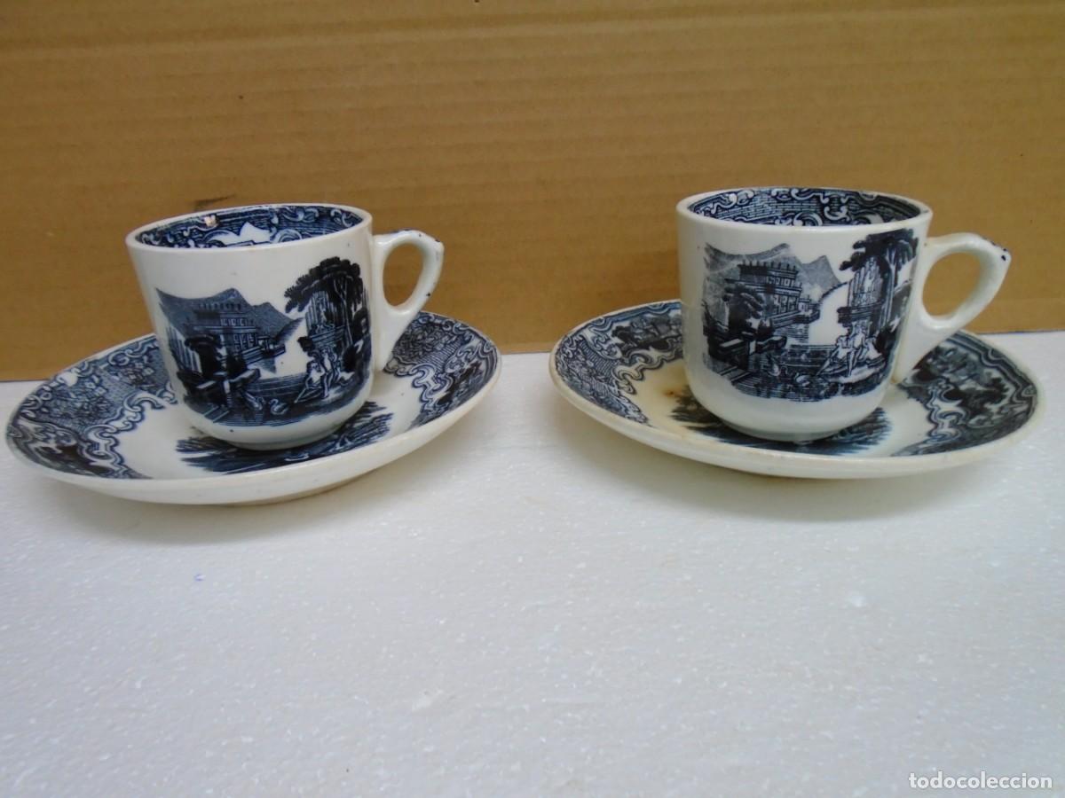Antig&uuml;edades: PAREJA DE ANTIGUOS PLATOS Y TAZAS CERAMICA PICKMAN DE SEVILLA.VER FOTOS.