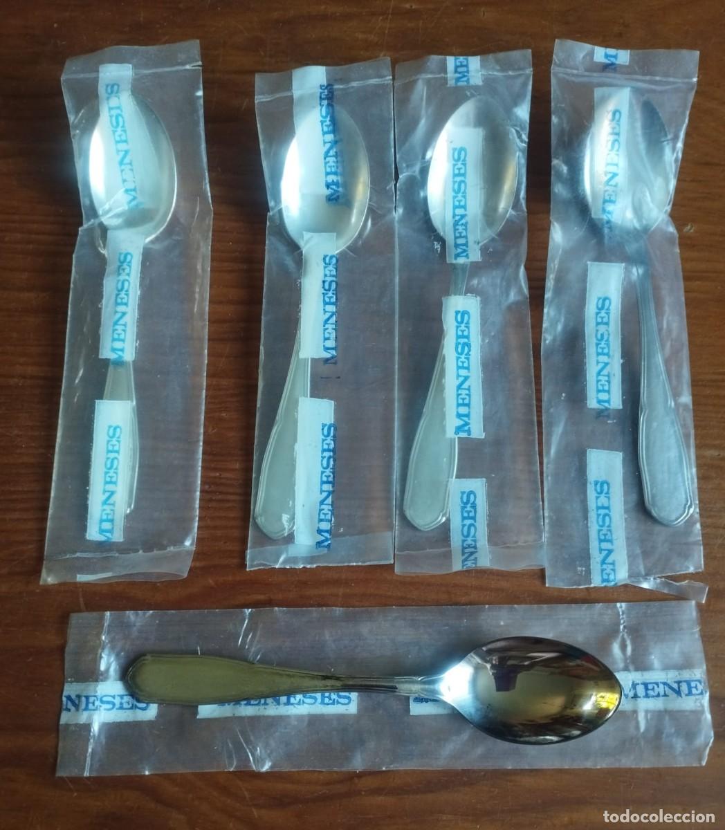 Antig&uuml;edades: Seis cucharas Alpaca plateada (Plata Meneses) 14,5 cm
