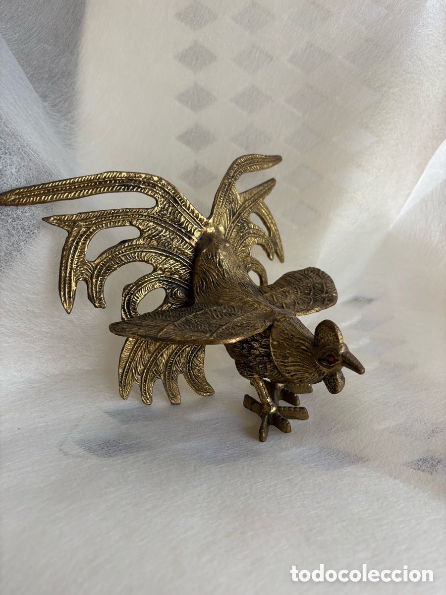 Antig&uuml;edades: Pareja de gallos de pelea de bronce macizos - Foto 2