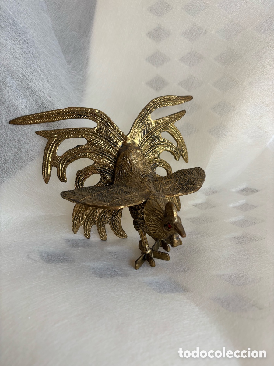 Antig&uuml;edades: Pareja de gallos de pelea de bronce macizos - Foto 1