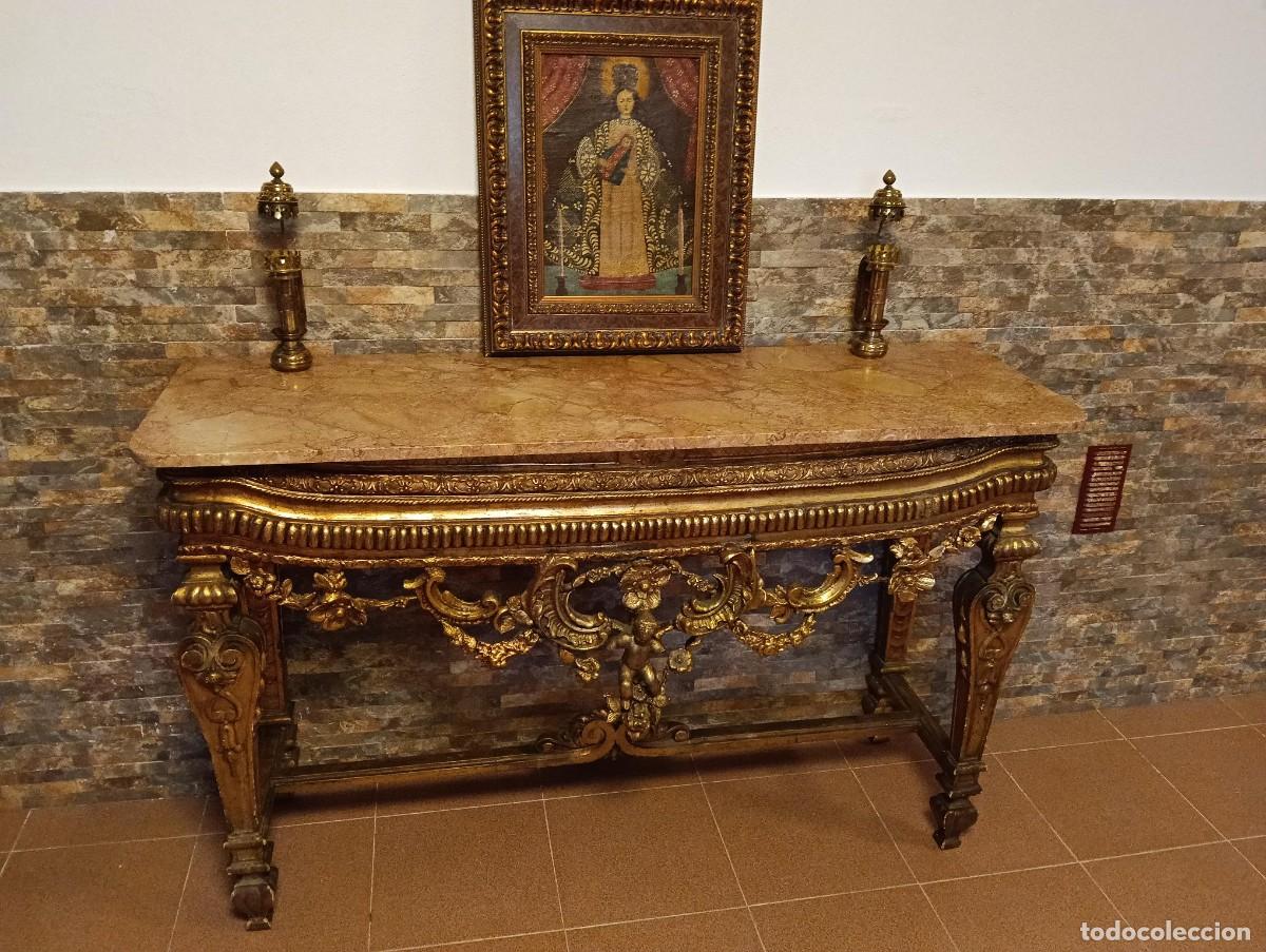 Antig&uuml;edades: CONSOLA DE IGLESIA MADERA POLICROMADA. GRANDES DIMENSIONES