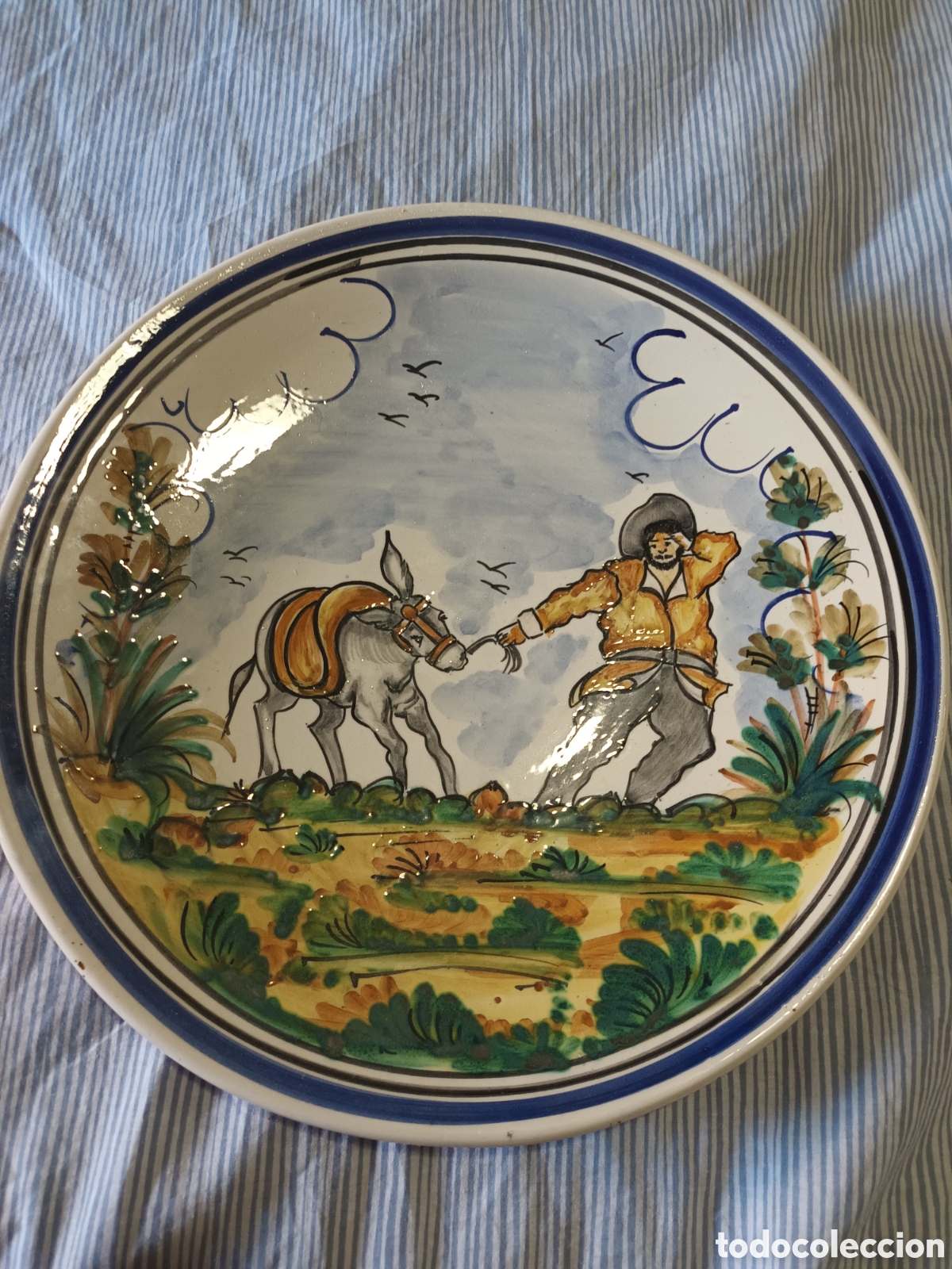 Antiguidades: ANTIGUO PLATO PARA COLGAR PINTADO ARTESANAL T&Iacute;PICO CASTELLANO