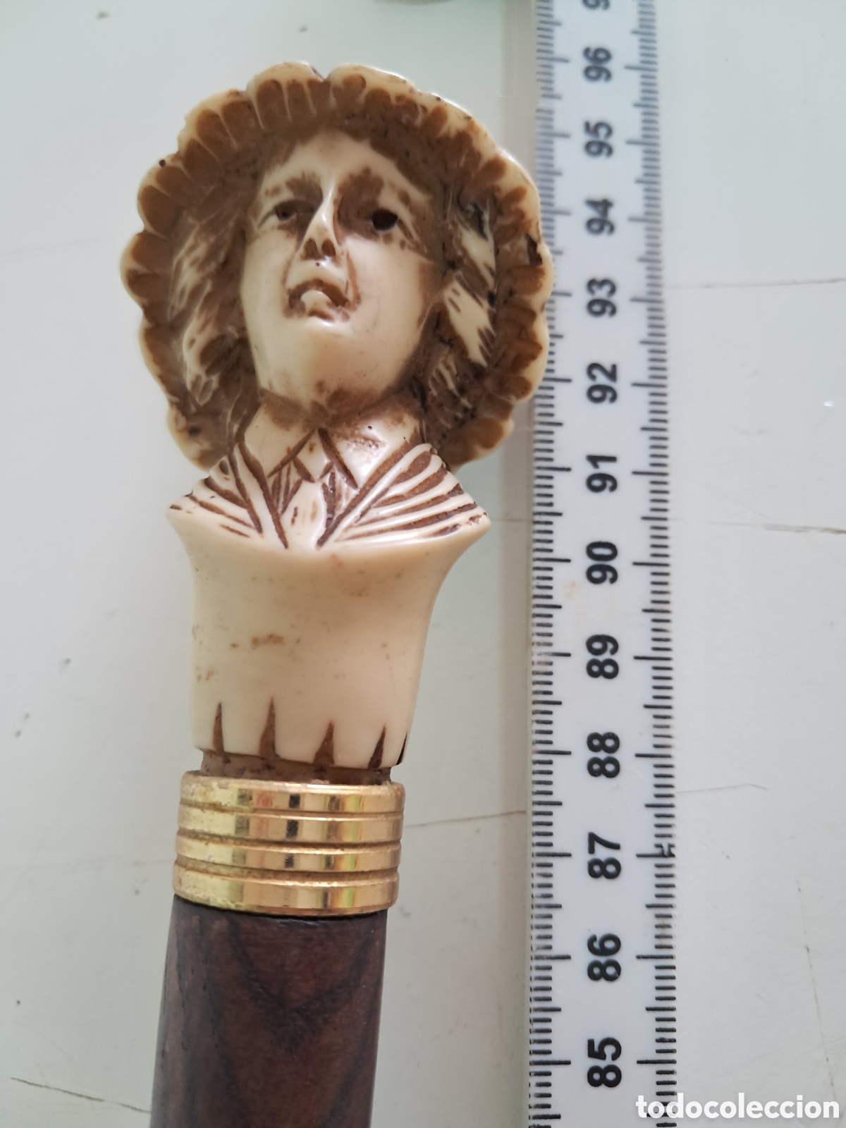Antig&uuml;edades: Bast&oacute;n antiguo con figura de mujer - Foto 1