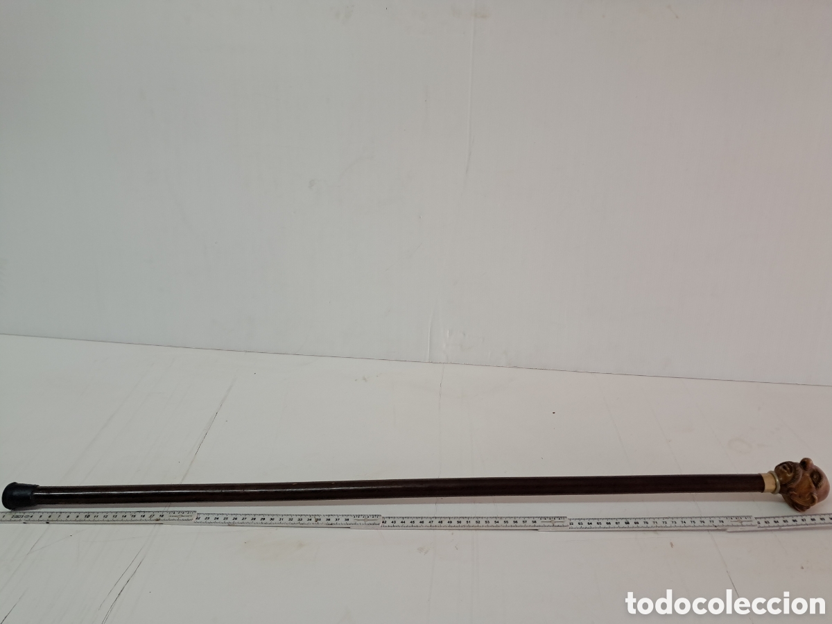 Antig&uuml;edades: Bast&oacute;n antiguo con mango en resina y madera noble - Foto 3