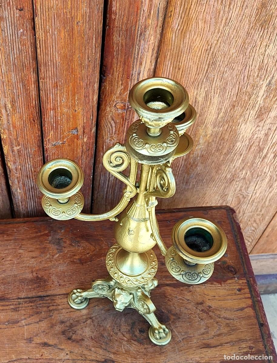 Antig&uuml;edades: Candelabro de bronce sobredorado, - Foto 3