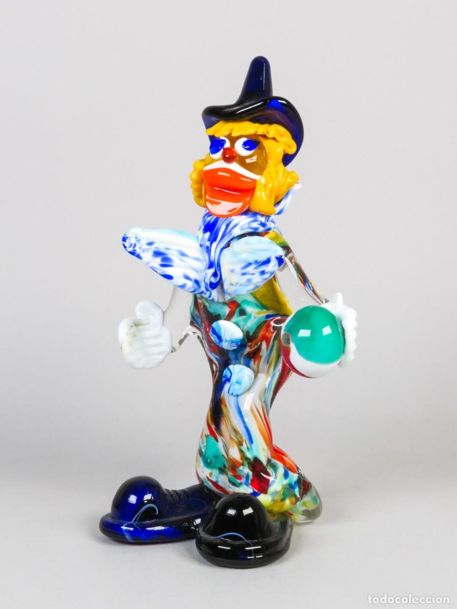 Antig&uuml;edades: Payaso de cristal de Murano Italia finales siglo XX