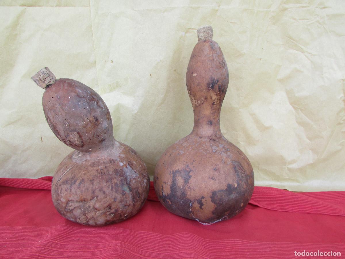 Antig&uuml;edades: Dos antiguas calabazas peregrinos CAMINO de SANTIAGO. Originales y propias. Decoraci&oacute;n