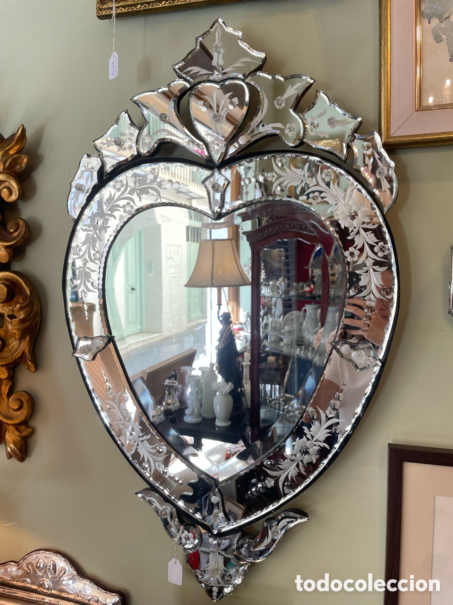 Antig&uuml;edades: Espejo cristal Murano siglo XX
