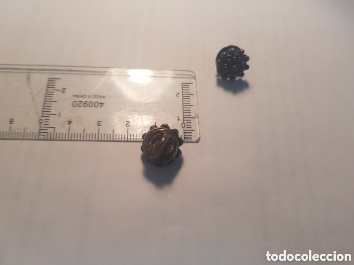 Antig&uuml;edades: #1230 Gemelos bot&oacute;n charro plata de ley 925 - Foto 2