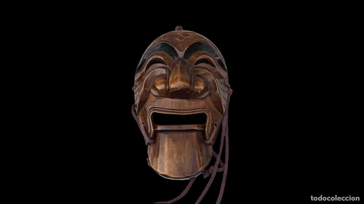 Antiquit&eacute;s: M&aacute;scara Hahoe Tradicional Coreana de Madera &ndash; Personaje Yangban (Noble) &ndash; Vintage