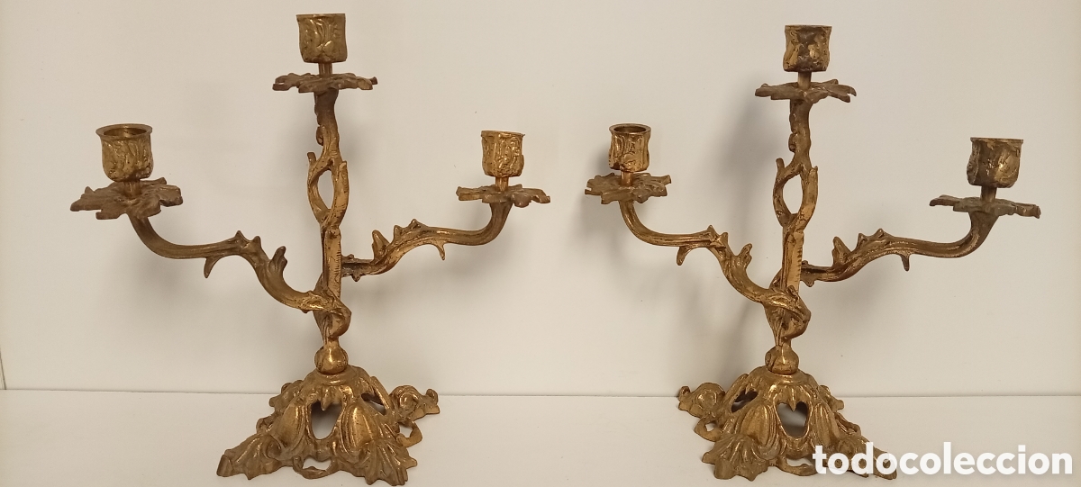 Antig&uuml;edades: CANDELABROS DE BRONCE TRES LUCES