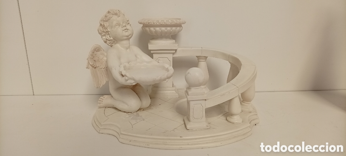 Antig&uuml;edades: .PORTAVELAS CON FIGURA DE ANGEL - Foto 2