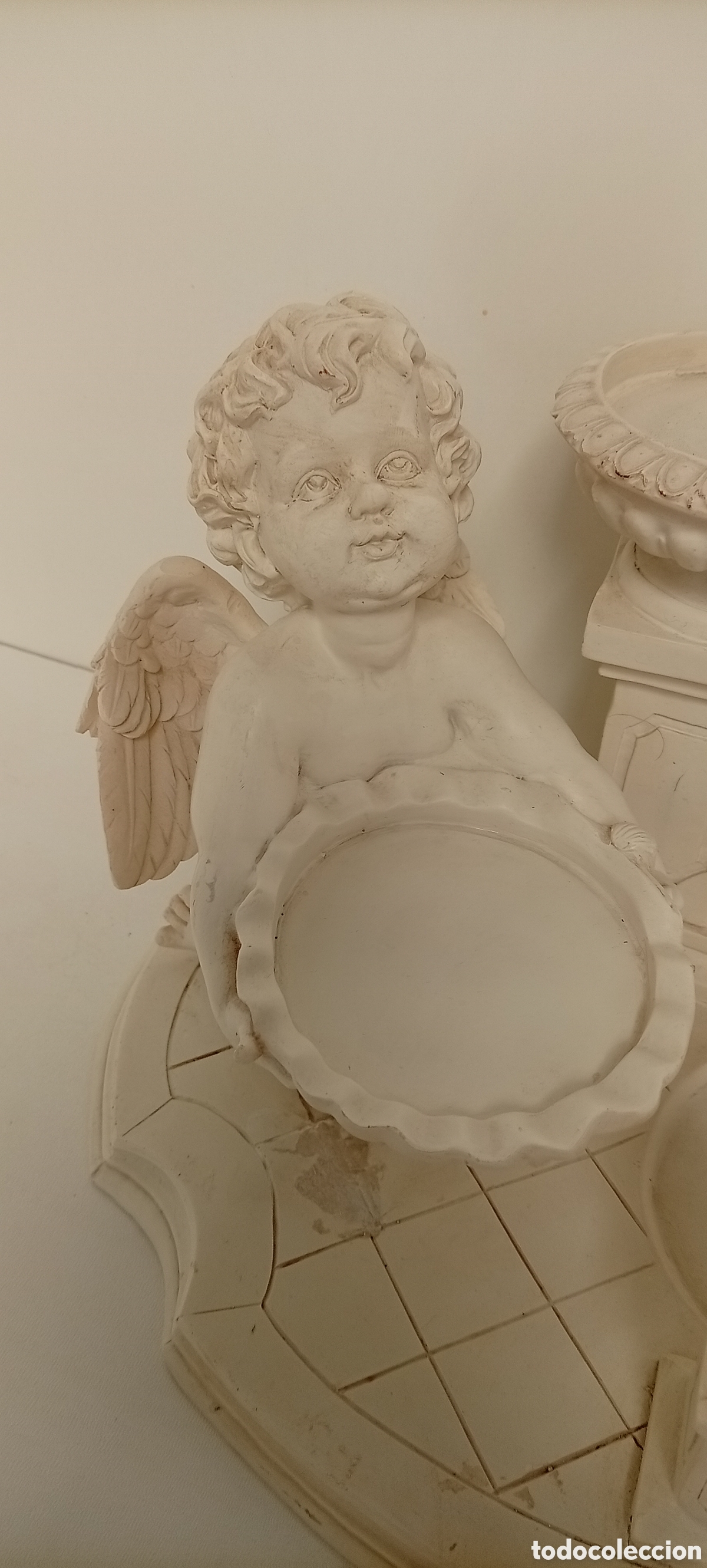 Antig&uuml;edades: .PORTAVELAS CON FIGURA DE ANGEL - Foto 4