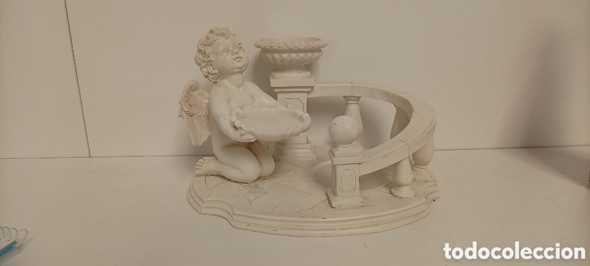 Antig&uuml;edades: .PORTAVELAS CON FIGURA DE ANGEL - Foto 1