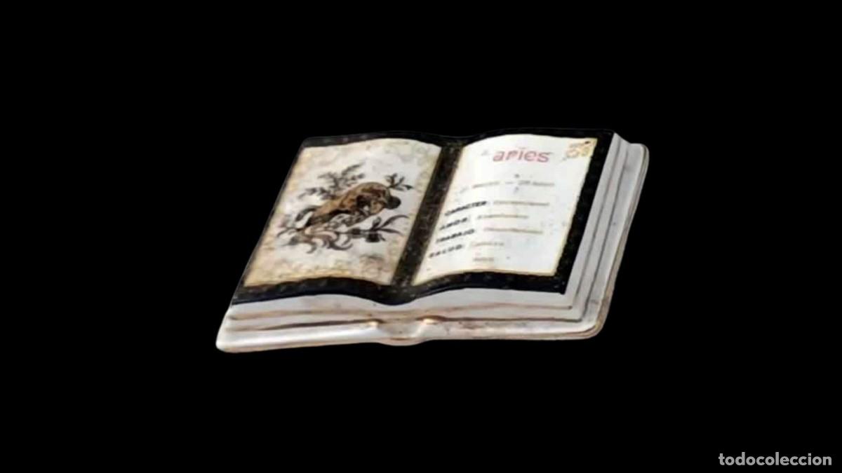 Antiguidades: Libro Decorativo de Porcelana &ndash; Signo Zodiacal Aries &ndash; Pintado a Mano &ndash; A&ntilde;os 90 &ndash; Vintage &ndash; Muy Raro