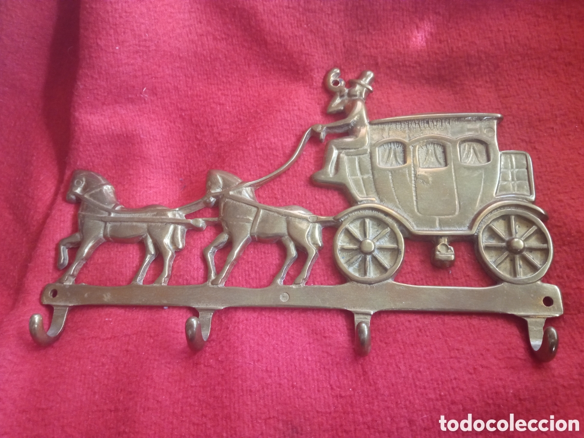 Antig&uuml;edades: Antiguo colgador, perchero de bronce, Vintage, mide 22x14cm